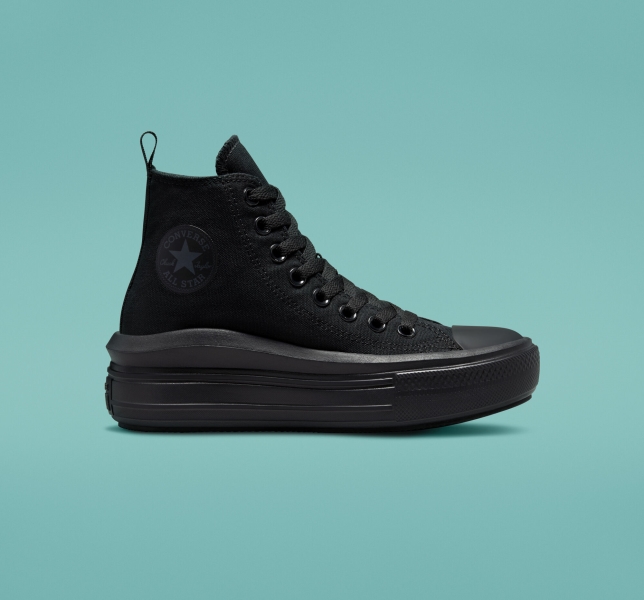 Dětské Boty Na Platformy Converse Chuck Taylor All Star Move Černé Černé Šedé | 96OVWYKEZ