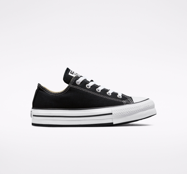 Dětské Boty Na Platformy Converse Chuck Taylor All Star Lift Černé Bílé Černé | 97QHTACFY