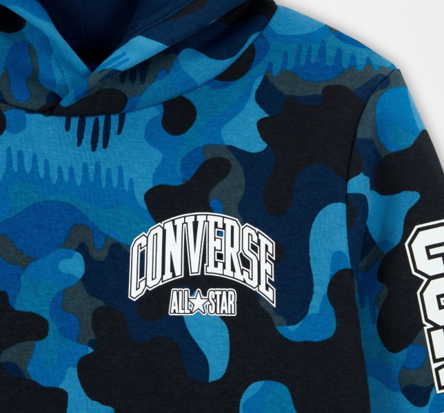 Dětské Mikiny S Kapucí Converse Camo Pullover Tmavě Blankyt | 12NEOJHFS