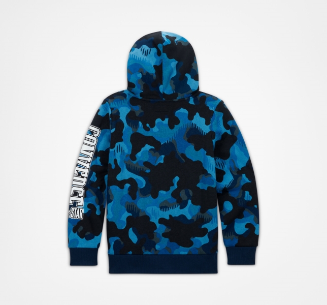 Dětské Mikiny S Kapucí Converse Camo Pullover Tmavě Blankyt | 12NEOJHFS