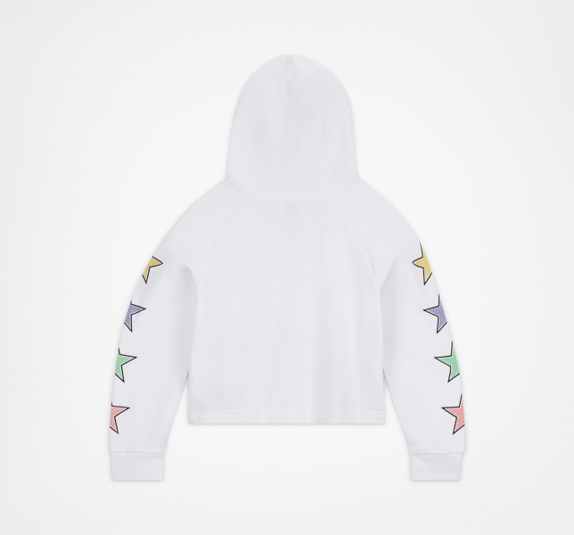 Dětské Mikiny S Kapucí Converse Shine Raglan Pullover Bílé | 90PIADZCL