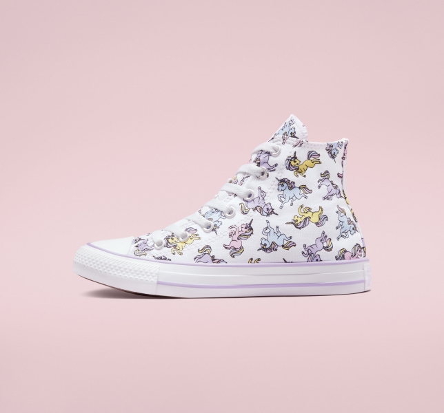 Dětské Plátěné Boty Converse Chuck Taylor All Star Unicorns Bílé Fialové | 03OATQKRY