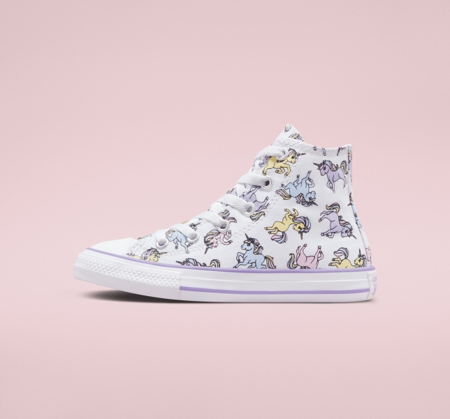 Dětské Plátěné Boty Converse Chuck Taylor All Star Unicorns Bílé Fialové | 23MRQPNUT