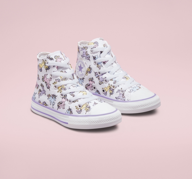 Dětské Plátěné Boty Converse Chuck Taylor All Star Unicorns Bílé Fialové | 23MRQPNUT