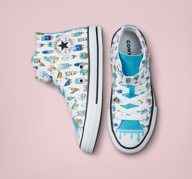 Dětské Plátěné Boty Converse Chuck Taylor All Star Easy-On Frozen Treats Bílé Blankyt Světle Zelene | 24ENAPKSI