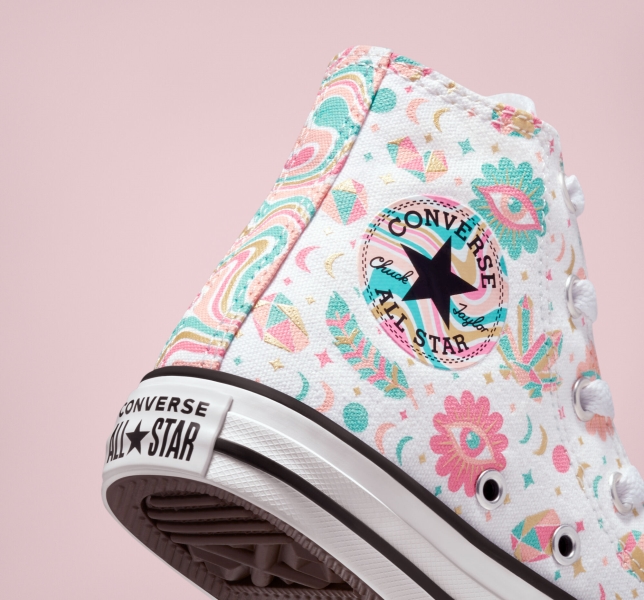 Dětské Plátěné Boty Converse Chuck Taylor All Star Mystic Gems Bílé Růžové Koralove | 32DZKEIFL