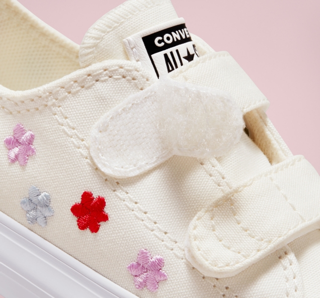 Dětské Plátěné Boty Converse Chuck Taylor All Star Easy-On Floral Embroidery Bílé Bílé | 34DMRHBTZ