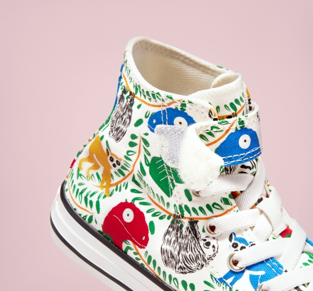 Dětské Plátěné Boty Converse Chuck Taylor All Star Easy-On Multicolored Animals Bílé Viacfarebný Černé | 62SAGKVUF