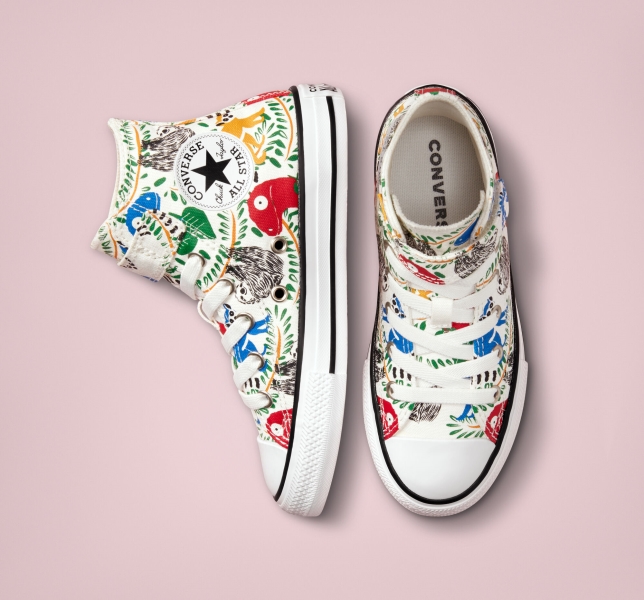 Dětské Plátěné Boty Converse Chuck Taylor All Star Easy-On Multicolored Animals Bílé Viacfarebný Černé | 62SAGKVUF