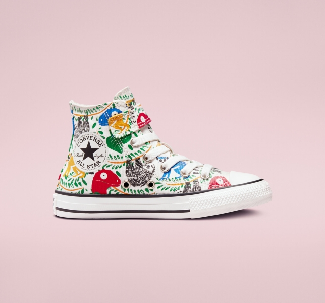 Dětské Plátěné Boty Converse Chuck Taylor All Star Easy-On Multicolored Animals Bílé Viacfarebný Černé | 62SAGKVUF