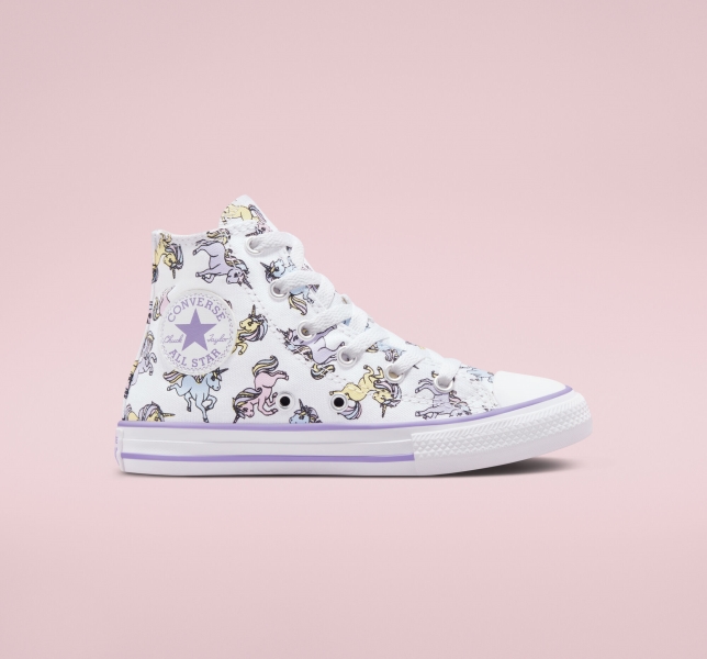 Dětské Plátěné Boty Converse Chuck Taylor All Star Unicorns Bílé Fialové | 72HSMQWAY