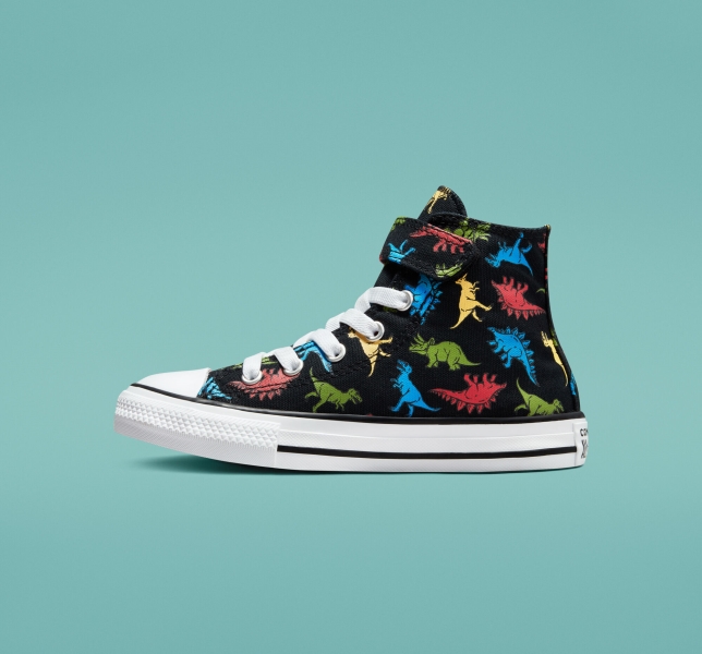 Dětské Plátěné Boty Converse Chuck Taylor All Star Easy-On Dinosaurs Černé Červené Blankyt | 93GTJYBZP