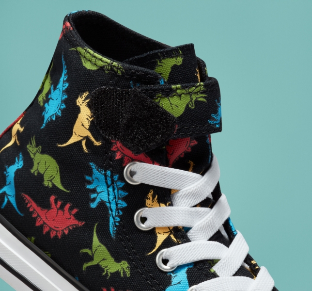 Dětské Plátěné Boty Converse Chuck Taylor All Star Easy-On Dinosaurs Černé Červené Blankyt | 93GTJYBZP