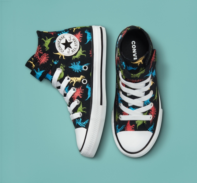 Dětské Plátěné Boty Converse Chuck Taylor All Star Easy-On Dinosaurs Černé Červené Blankyt | 93GTJYBZP