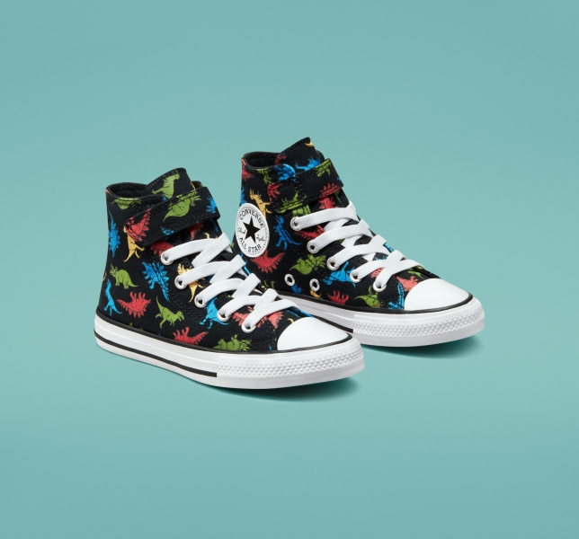 Dětské Plátěné Boty Converse Chuck Taylor All Star Easy-On Dinosaurs Černé Červené Blankyt | 93GTJYBZP