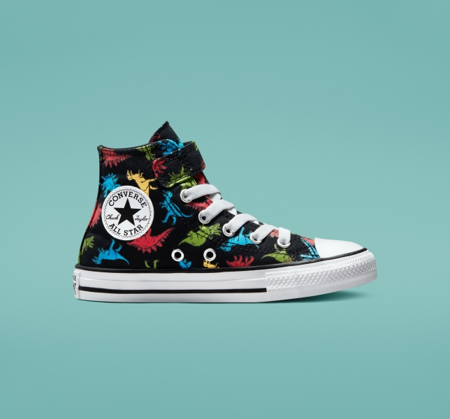 Dětské Plátěné Boty Converse Chuck Taylor All Star Easy-On Dinosaurs Černé Červené Blankyt | 93GTJYBZP