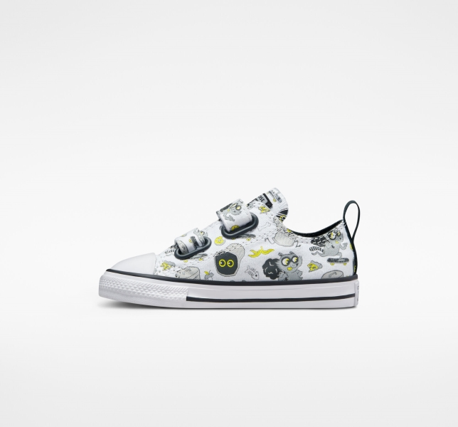 Dětské Plátěné Boty Converse Chuck Taylor All Star Easy-On Raccoons Bílé Černé Šedé | 94CEDQKVM