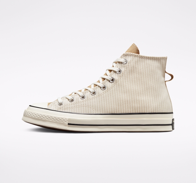 Pánské Plátěné Boty Converse Chuck 70 Crafted Stripe Hnědé | 98NDUJGZW