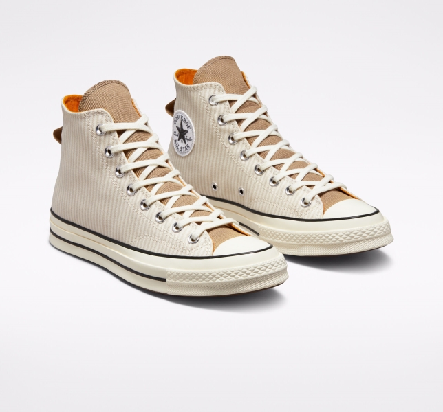 Pánské Plátěné Boty Converse Chuck 70 Crafted Stripe Hnědé | 98NDUJGZW