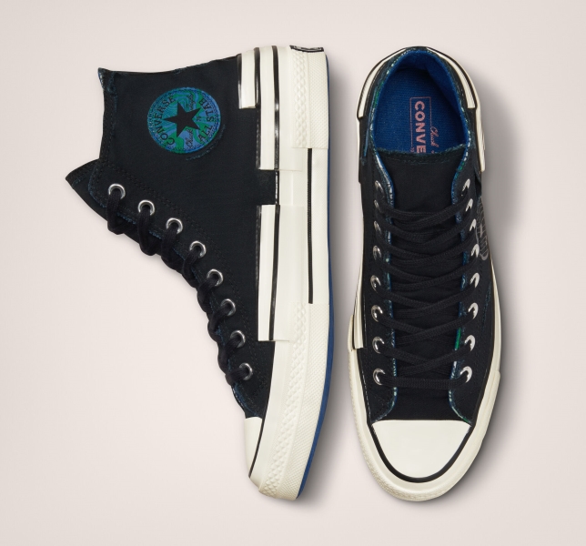 Pánské Plátěné Boty Converse Chuck 70 Hacked Heel Tear Away Černé Šedé Blankyt | 84IBEQXZC