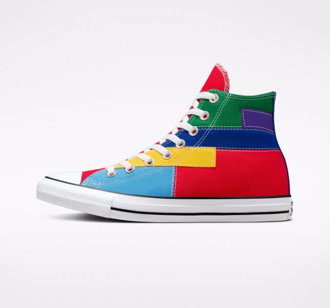 Pánské Plátěné Boty Converse Chuck Taylor All Star Patchwork Červené Blankyt | 31NKSLQIZ