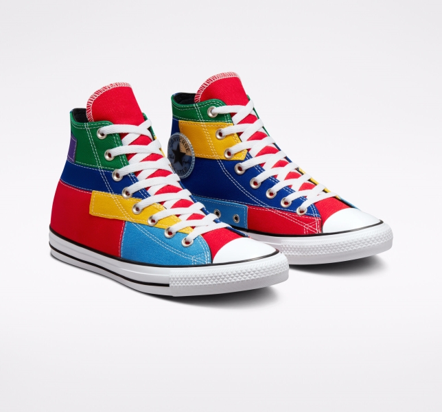 Pánské Plátěné Boty Converse Chuck Taylor All Star Patchwork Červené Blankyt | 31NKSLQIZ