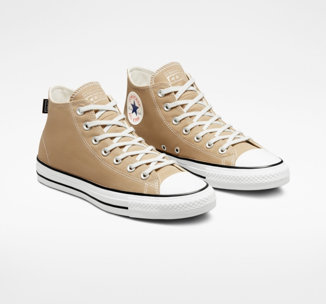 Pánské Plátěné Boty Converse Chuck Taylor All Star Pro Mid Renew Hnědožlutý Černé | 35MCEJHVD