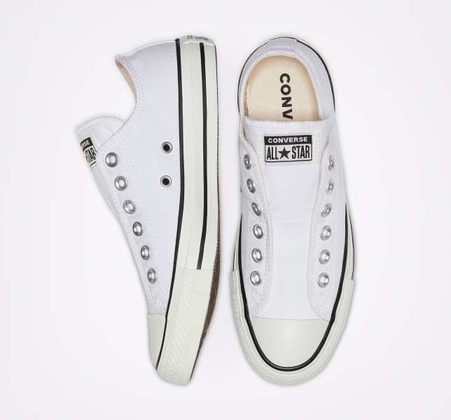 Pánské Plátěné Boty Converse Chuck Taylor All Star Slip Bílé Černé Bílé | 76HLSKTQF