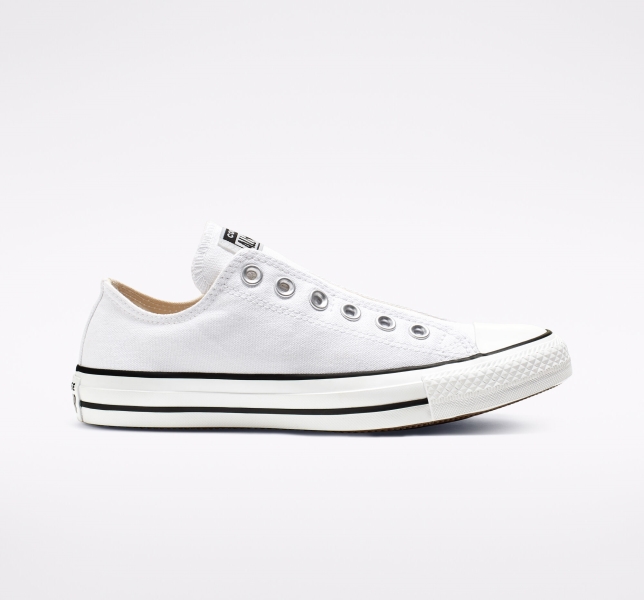 Pánské Plátěné Boty Converse Chuck Taylor All Star Slip Bílé Černé Bílé | 76HLSKTQF