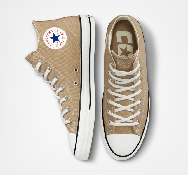 Pánské Plátěné Boty Converse Chuck Taylor All Star Pro Mid Renew Hnědožlutý Černé | 96RKFMITC