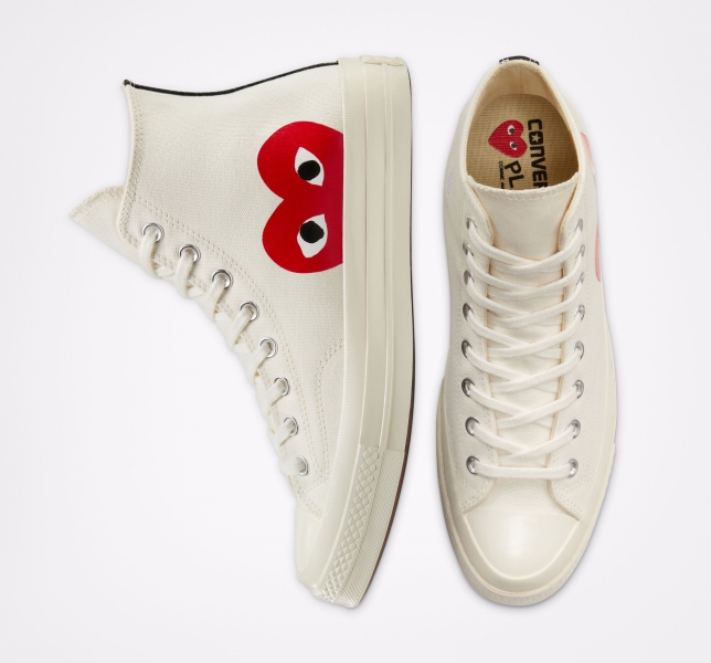 Pánské Plátěné Boty Converse Comme des PLAY Chuck 70 Bílé Červené | 09WOLYCUH