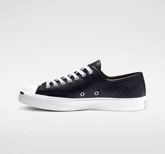 Pánské Plátěné Boty Converse Jack Purcell Læder Černé Bílé Bílé | 71GURAWLP