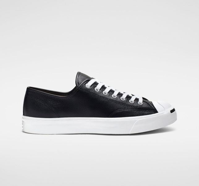 Pánské Plátěné Boty Converse Jack Purcell Læder Černé Bílé Bílé | 71GURAWLP