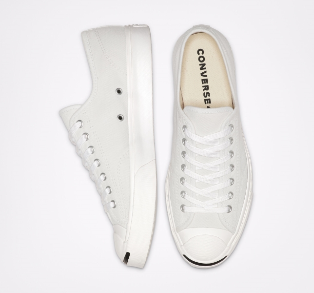 Pánské Plátěné Boty Converse Jack Purcell Bílé Bílé Černé | 92ZORSTDM