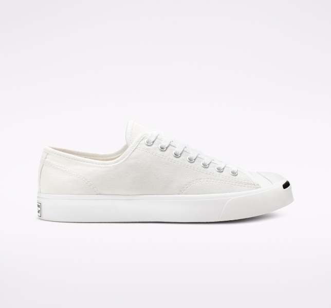 Pánské Plátěné Boty Converse Jack Purcell Bílé Bílé Černé | 92ZORSTDM