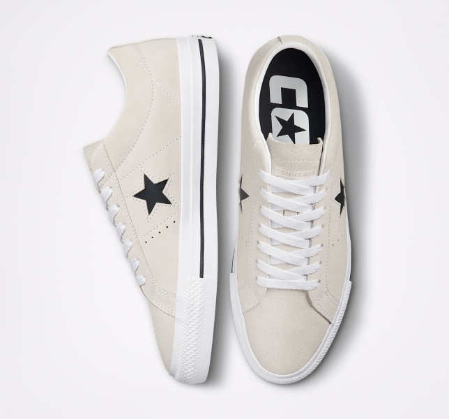 Pánské Semišové Boty Converse CONS One Star Pro Bílé Černé | 91PVZNBES