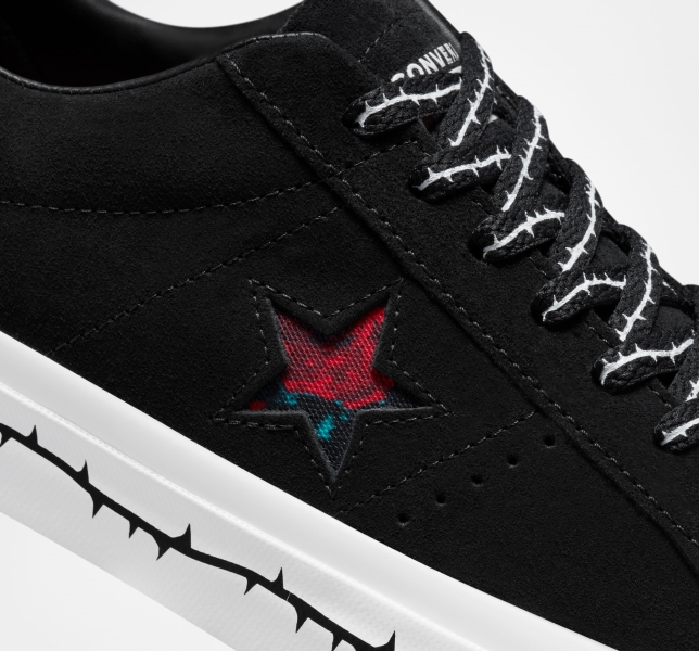 Pánské Skate Boty Converse CONS One Star Pro Roses Černé Bílé Červené | 81VRMLKWH